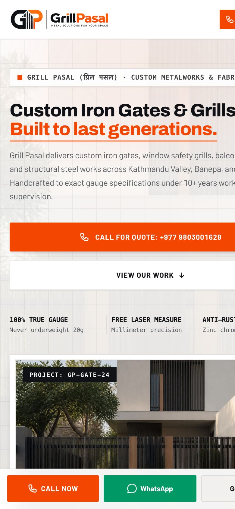 GrillPasal homepage on a mobile phone